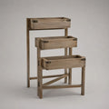 Fioriera verticale rettangolare a 3 livelli in legno massello, marrone, 70 × 58 × 100 cm