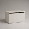 Comodino rettangolare bianco in MDF con vano contenitore e anta a ribalta, 60 × 35 × 40 cm