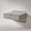 Comodino sospeso da parete rettangolare in acciaio con cassetto, beige e oro, 45 x 35 x 26 cm