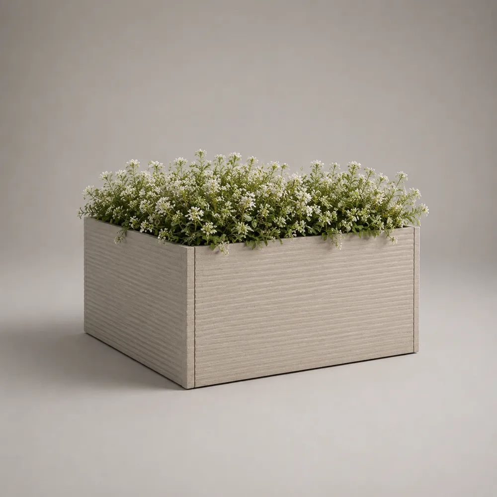 Fioriera rettangolare in fibrocemento grigio chiaro 60 × 30 × 30 cm