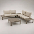 Set divano angolare da giardino 3 pezzi in alluminio con cuscini in poliestere, tortora e beige, 235 x 235 x 76 cm