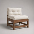 Poltrona da esterno senza braccioli in legno massello di acacia con cuscini beige, 75 x 75 x 80 cm
