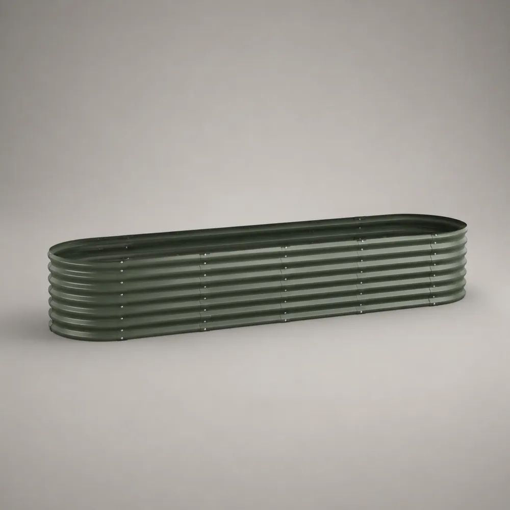 Orto rialzato in acciaio ondulato verde scuro 240 × 80 × 40 cm con estremità arrotondate